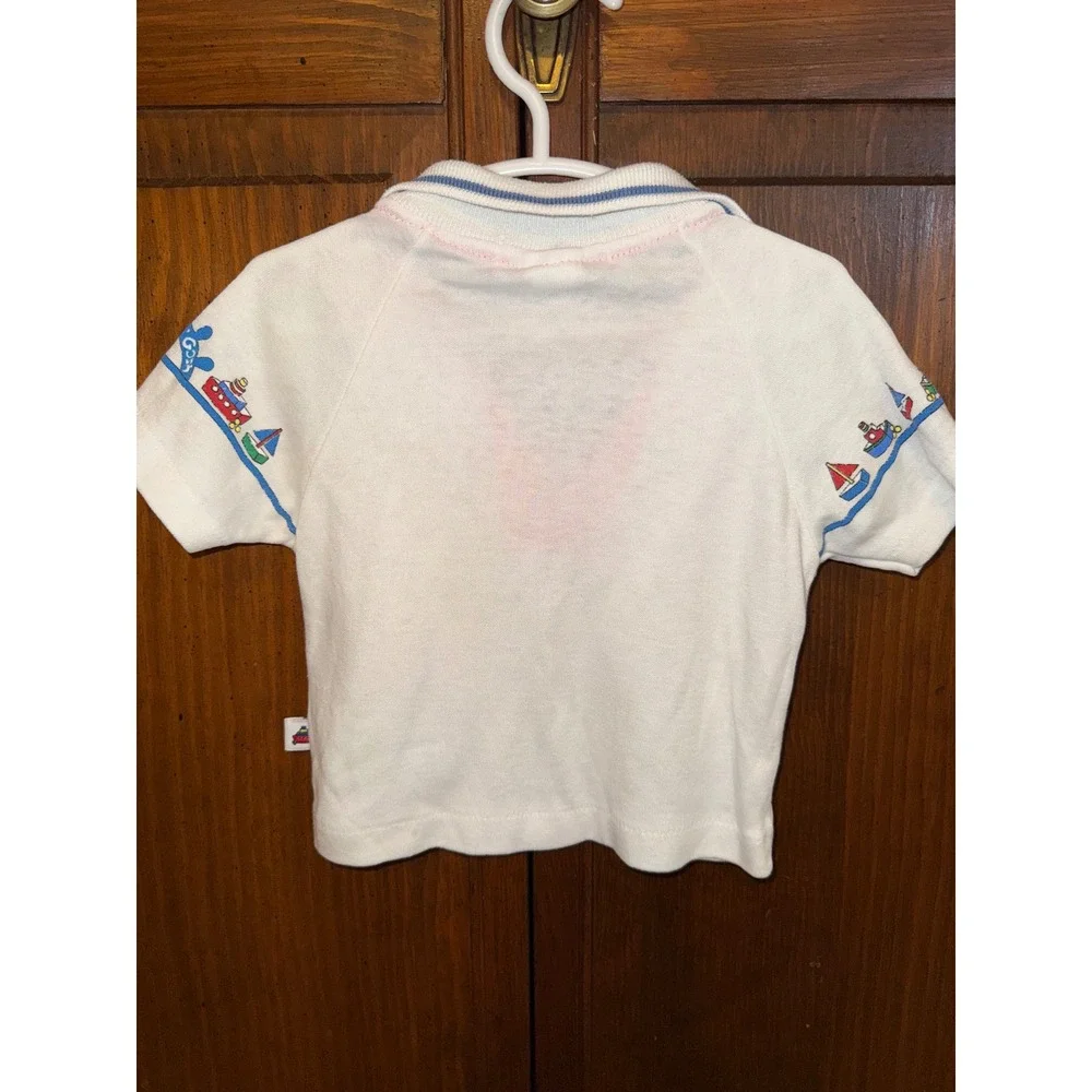 Vintage OshKosh B'gosh Baby Polo Shirt 12 Mos Made USA Nautical Boats 80s 90s